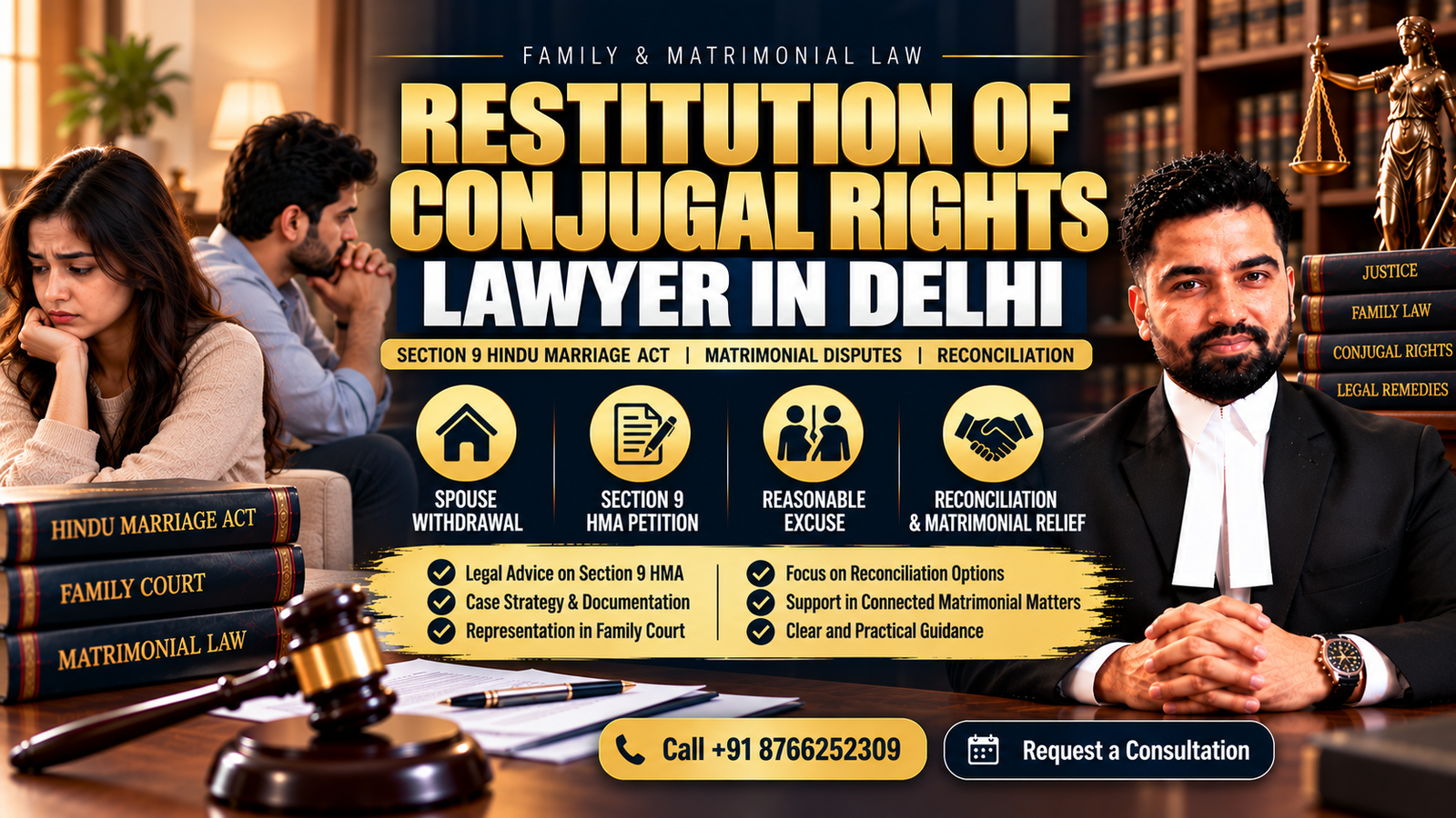 Restitution of Conjugal Rights Lawyer in Delhi Section 9 Hindu Marriage Act